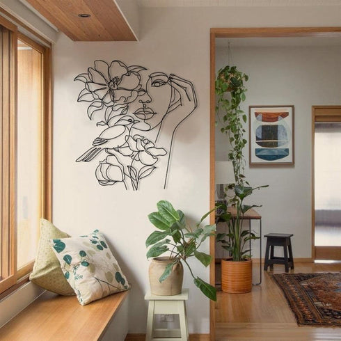 Minimalist line art Laser cut metal wall decor